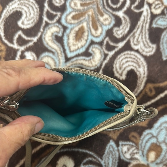 Coach Tan and Cream Wristlet with Textured Leather - Picture 7 of 9